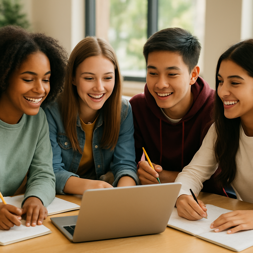 High school students collaborating